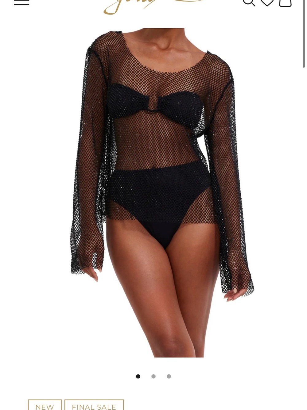 GOTTEX FLIRTT RHINESTONE MESH COVER-UP TOP Small/Medium